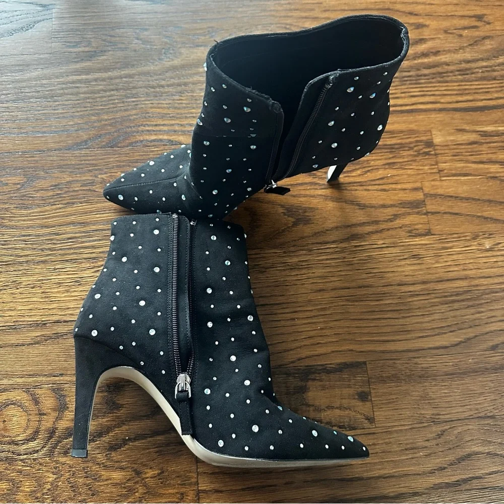 Leith Macee black rhinestone ankle booties US 8 | evening | black tie